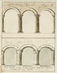 Interiör av Hints Church: penn- och tvättritning, nd [c 1750] (ritning)