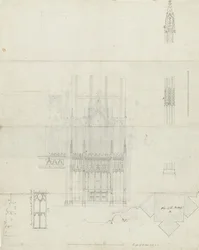 Interiör av Lichfield Cathedral - Reredos to Altar: pennteckning, nd [c 1780] (ritning)