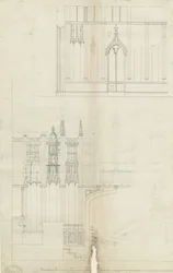 Interiör av Lichfield Cathedral - West End of Choir: pennteckning, nd [c 1780] (teckning)