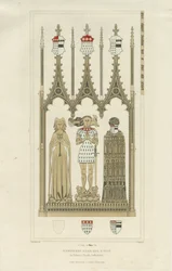 Interiör av Okeover Church - Monument till Humphrey Oker: gravyr, nd [c 1846] (tryck)