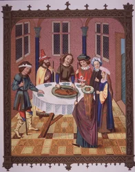 Judisk påskceremoni (färg litho)