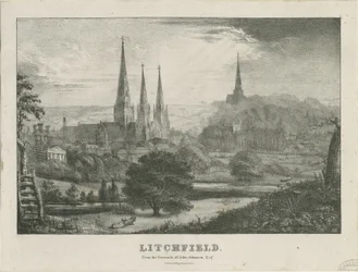 Lichfield - North West View: litografi och [?1800-talet] (tryck)