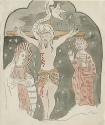 Lichfield - Representation of the Crucifixion (Greyfriars): akvarellmålning och [?sent 1700-tal] (målning)