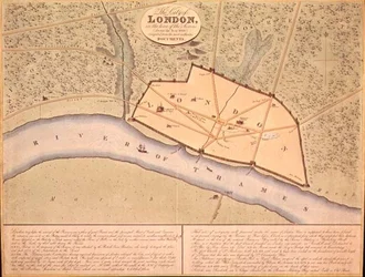 Karta över London på saxisk tid, ca 900-950 e.Kr. (gravyr)