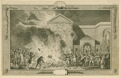 Newgate Prison and the Gordon Riots (etsning)