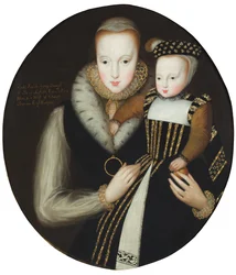 Porträtt av Lady Catherine Grey och hennes son Edward (olja på duk)