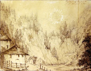 Radstatt, ett landskap (penna och tvätt på papper)