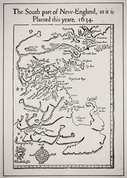 Södra delen av New England som den planteras i år 1634 (litho)