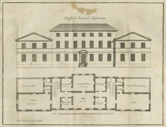 Stafford - County General Infirmary: pennteckning, nd [sent 1700-tal] (ritning)