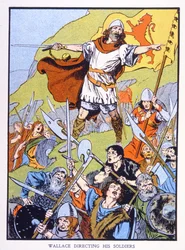 William Wallace regisserar sina soldater (färg litho)