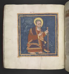 Eller. 481, f.45v Aaron.Oktateuk, evangelier och kyrkliga verk.Ett etiopiskt manuskript.Slutet av 1600-talet