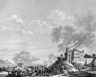 Franska revolutionen: Infångandet av lägret Jales en Ardeche av de revolutionära patrioterna i juli 1792. Paris, biblioteket vid Institutet för revolutionshistoria
