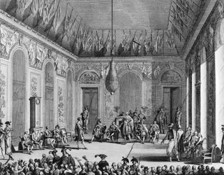 Franska revolutionen: Utfrågning av den verkställande styrelsen, den politiska regimen anklagade för den verkställande makten, 30 Brumaire An IV (21 november 1795). Paris, biblioteket vid Institutet för revolutionshistoria