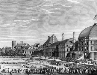 Franska revolutionen: Republikansk fest för den högsta varelsen den 8 juni 1794 på Champs de Mars ledd av Maximilien de Robespierre (1758-1794). Paris, biblioteket vid Institutet för revolutionshistoria