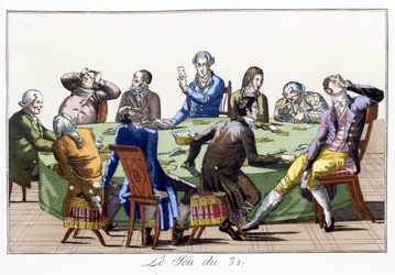 The Game of 31 (handfärgad akvatint)