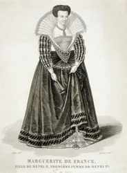 Porträtt av Margareta av Valois, känd som drottning Margot (1553-1615), drottning av Navarra, Henrik IV:s första fru.
