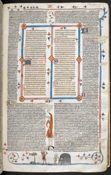 Royal 10 E. IV, f.145 En bas-de-page scen av en man som besöker en bagare, från 