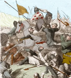 Slaget vid Hattin, 4 juli 1187 (färg litho)