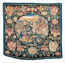 Biblisk gobeläng föreställande Abigail och David, Nordtyskland, sent 16 - tidigt 1600-tal (ull och siden)