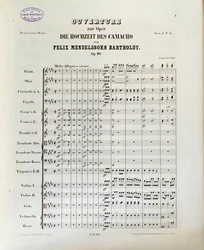 Partitur till "Die Hochzeit des Camacho" av Felix Mendelssohn