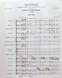 Noter till invigningen av "Manfred" (opus 115) av den tyske kompositören Robert Schumann (tryck)