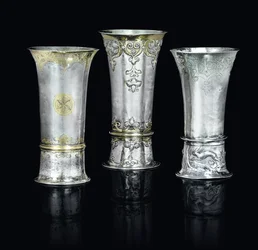 Tre bägare (paketförgyllt silver)