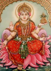 Gudinnan Lakshmi Laxmi Miniatyrmålning på elfenben