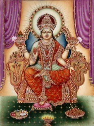 Gudinnan Lakshmi miniatyrmålning på elfenben