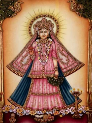 Gudinnan Radha Miniatyrmålning på elfenben