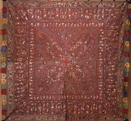 Indisk sjal (bitad ull, handbroderad i siden)