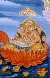 Lord Ganesh Ganpati miniatyrmålning skrivande skrift