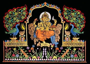 Lord Ganesha Ganpati broderi arbete på sammet