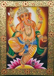 Lord Ganesha Ganpati Miniatyrmålning på papper