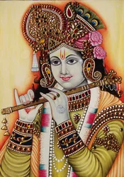 Lord Krishna Miniatyrmålning på papper