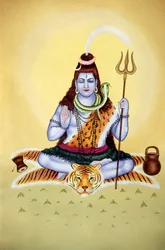 Lord Shiva Shanker Miniatyrmålning på papper