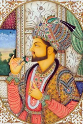 Miniatyrmålning Mughulkejsaren Shah Jahan Indien Asien