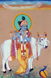 Miniatyrmålning av Gud Krishna