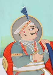 Miniatyrmålning av Maharaja Prithviraj Chauhan Ajmer