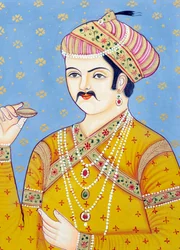 Miniatyrmålning av Mughul-kejsaren Akbar