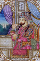 Miniatyrmålning av Mughul-kejsaren Shah Jahan Indien Asien