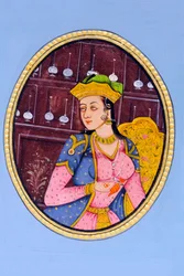 Miniatyrmålning av drottning Mumtaj Mahal Indien Asien