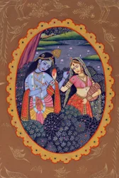 Miniatyrmålning av Radha Krishna