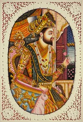 Miniatyrmålning på elfenben Mughal-kejsaren Shah Jahan