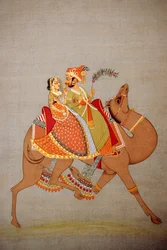 Miniatyrmålning på papper, Dhala Maru, Rajasthan, Indien
