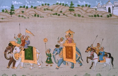 Miniatyrmålning på siden, kunglig procession