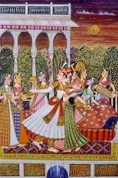 Mughal kung och drottning miniatyrmålning