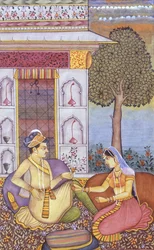 Mughal miniatyrmålning på papper Kunglig kung njuter av dryck