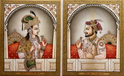 Mumtaz Mahal och Shah Jahan Målning