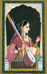 Musician Lady (gouache och akvarell på papper)
