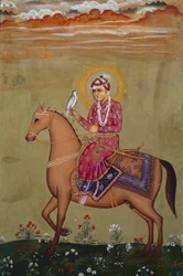 Porträtt av kejsar Jahangir (1569-1627) (gouache på papper)
